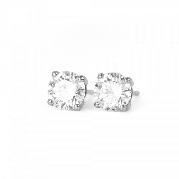 Image of 1.00ct Natural Round Brilliant Cut Diamond Stud Earrings in White Gold