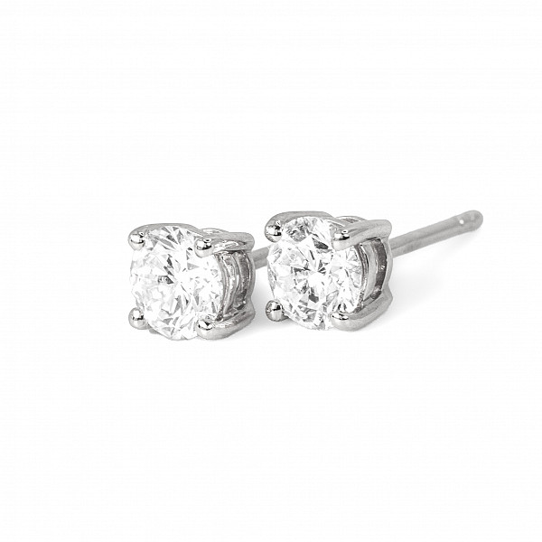 Image of 0.80ct Natural Round Brilliant Cut Diamond Stud Earrings in Platinum