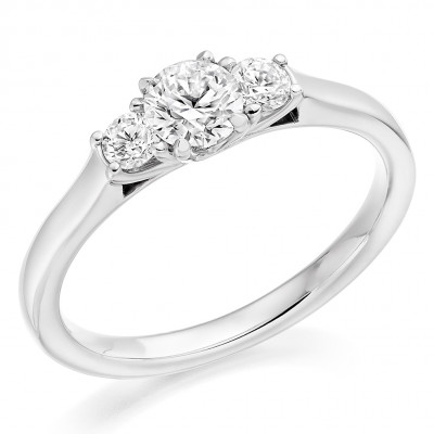 Round Brilliant Trilogy Set with Plain Shoulders  Trilogy Ring Metal Image
