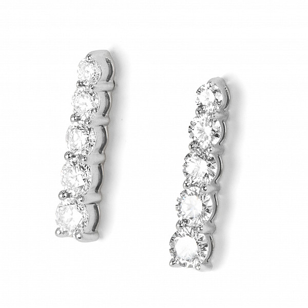 Image of 1.10ct Natural Diamond Five Stone Graduated Drop Earrings in Platinum