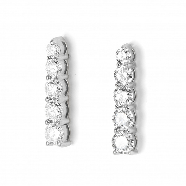 Image of 0.75ct Natural Diamond Five Stone Graduated Drop Earrings in White Gold