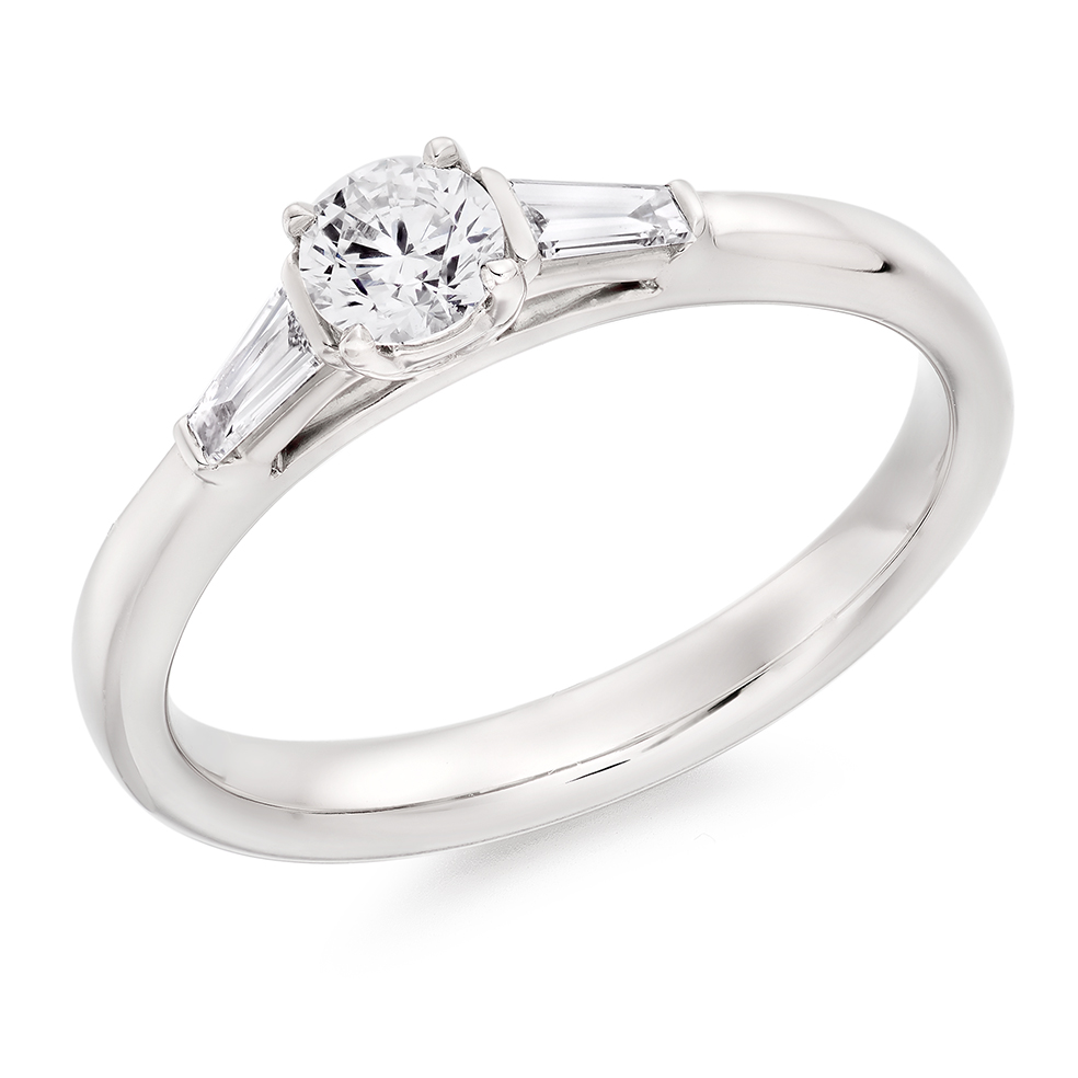 Image of Platinum Round Brilliant Trilogy Set with Plain Shoulders  Trilogy Ring