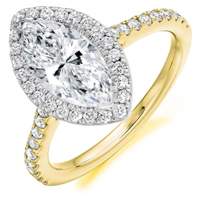 Marquise Cut Halo with Diamond Set Shoulders Engagement Ring Metal Image