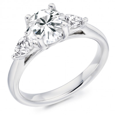 Round Brilliant Trilogy Set with Plain Shoulders  Trilogy Ring Metal Image