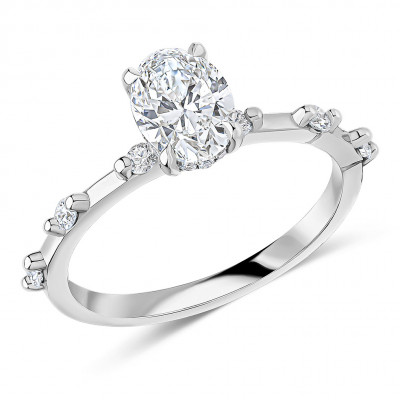 Oval Cut Solitaire with Diamond Set Shoulders Engagement Ring Metal Image