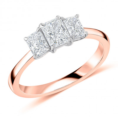 Radiant Cut Trilogy Set with Plain Shoulders Trilogy Ring Metal Image