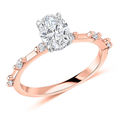 Oval Cut Solitaire with Diamond Set Shoulders Engagement Ring Metal Image