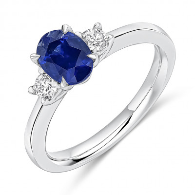 Oval Cut Trilogy Set with Plain Shoulders  Trilogy Ring Metal Image