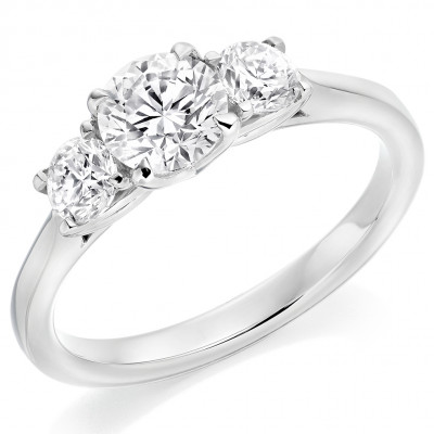 Round Brilliant Trilogy Set with Plain Shoulders  Trilogy Ring Metal Image