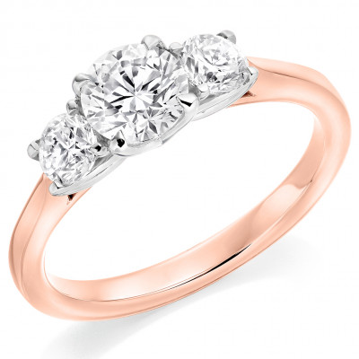 Round Brilliant Trilogy Set with Plain Shoulders  Trilogy Ring Metal Image