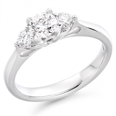 Round Brilliant Trilogy Set with Plain Shoulders  Trilogy Ring Metal Image