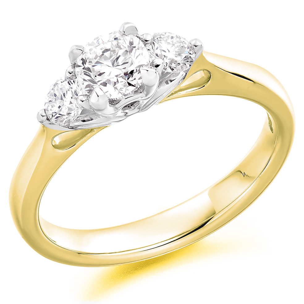 Round Brilliant Trilogy Set with Plain Shoulders  Trilogy Ring Image