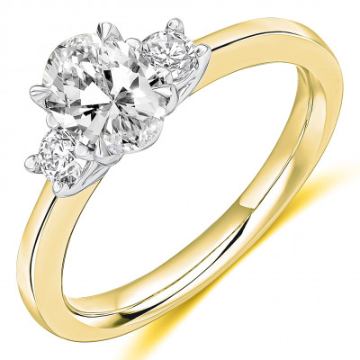 Oval Cut Trilogy Set with Plain Shoulders  Trilogy Ring Metal Image