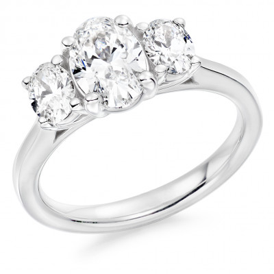 Oval Cut Trilogy Set with Plain Shoulders  Trilogy Ring Metal Image