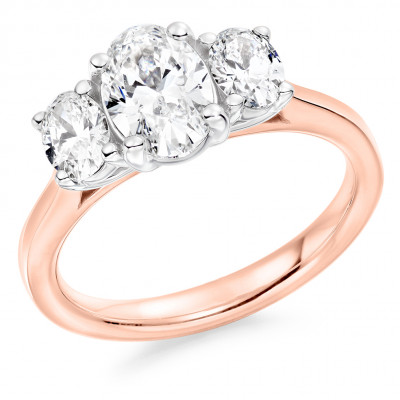 Oval Cut Trilogy Set with Plain Shoulders  Trilogy Ring Metal Image