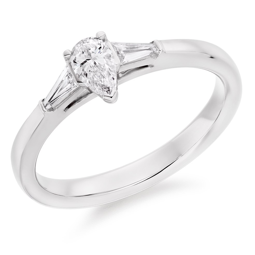 Pear Cut Trilogy Set with Plain Shoulders  Trilogy Ring Image