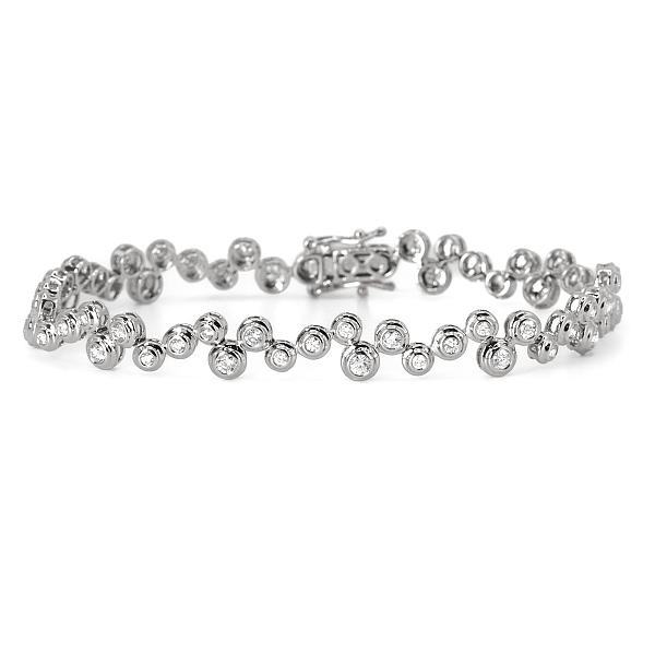 Image of 1.34ct Natural Diamond Rub-over Bracelet in White Gold