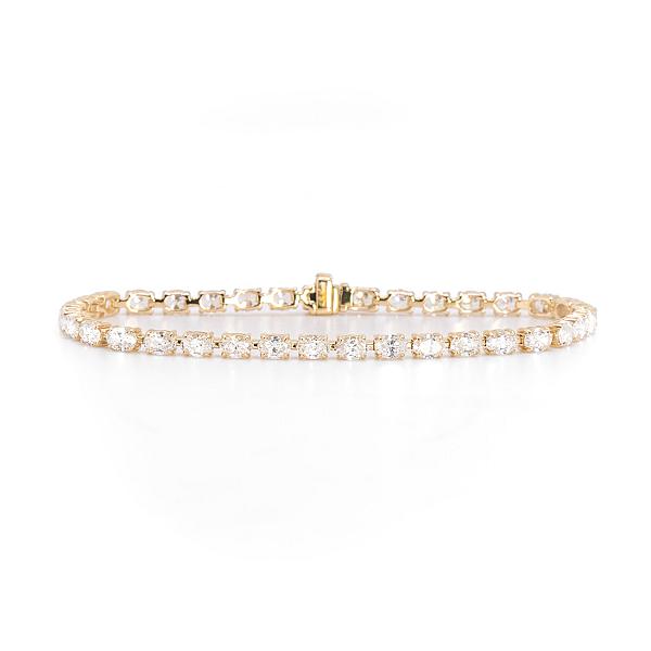 Image of 7.00ct Lab Grown Oval Brilliant Cut Diamond Tennis Bracelet in Yellow Gold