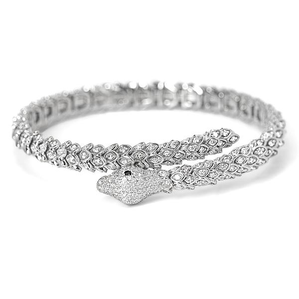 Image of 4.23ct Natural Diamond Serpenti Flexible Bangle in White Gold