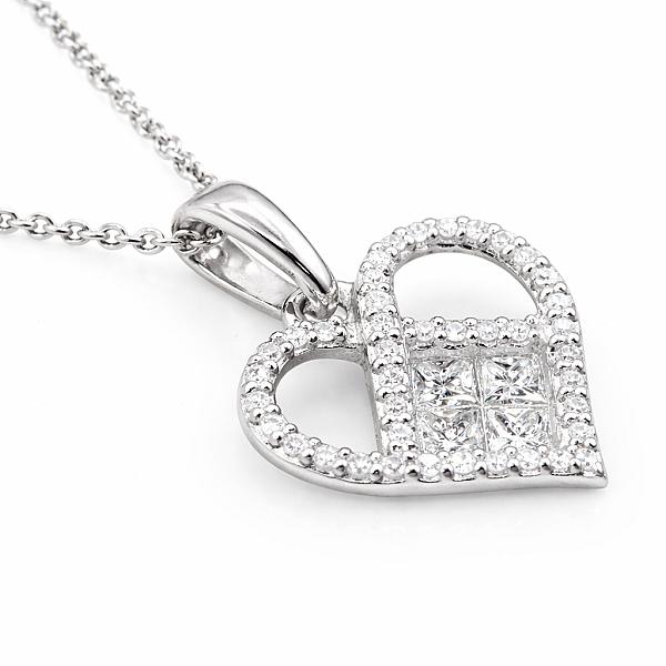 Image of 1.68ct Natural Heart Cluster Pendant in White Gold