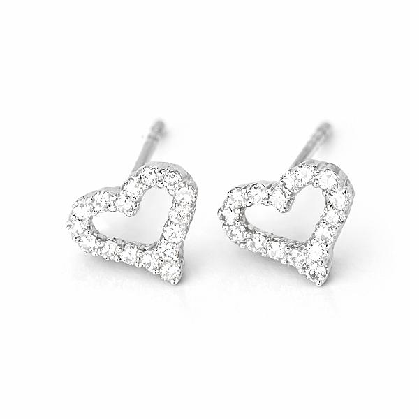 Image of 0.50ct Natural Diamond Heart Stud Earrings in White Gold