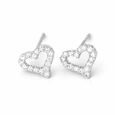 0.50ct Natural Diamond Heart Stud Earrings in White Gold Image