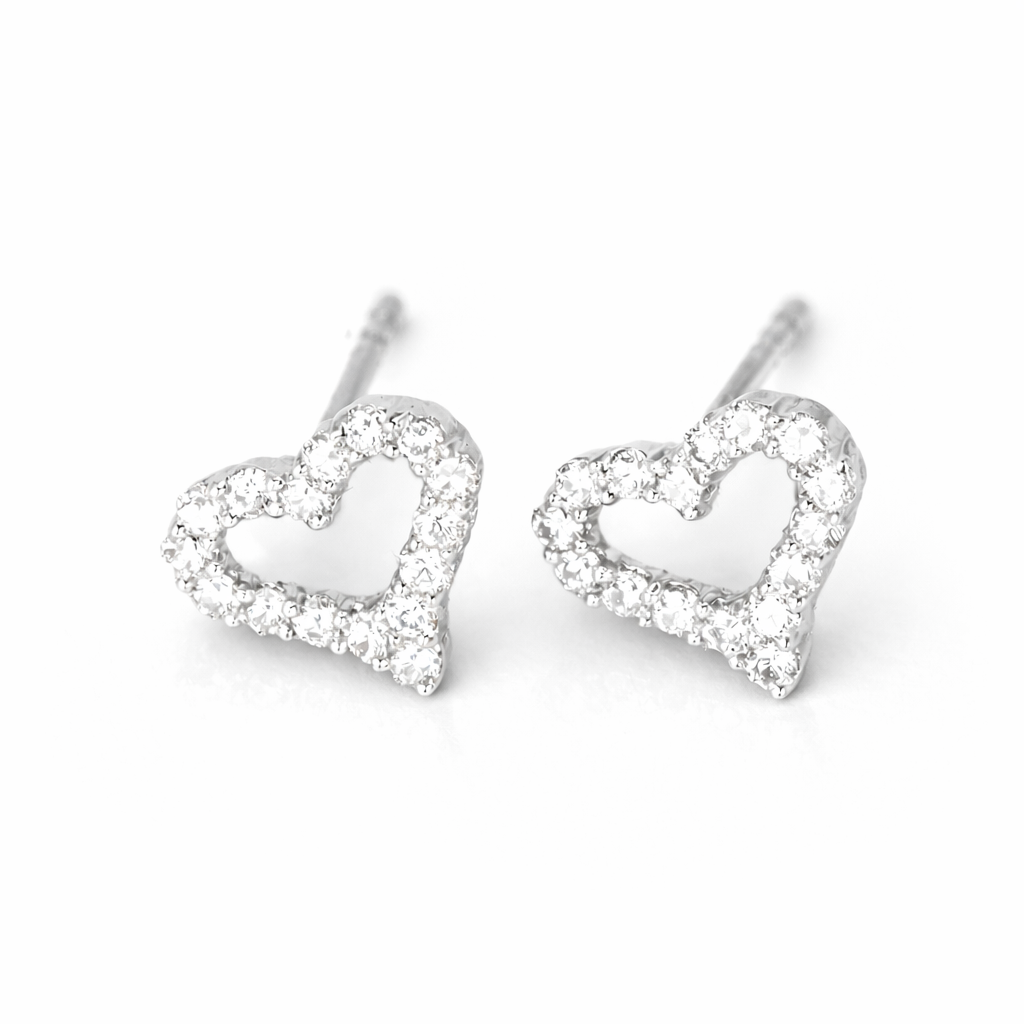 0.50ct Natural Diamond Heart Stud Earrings in White Gold Image