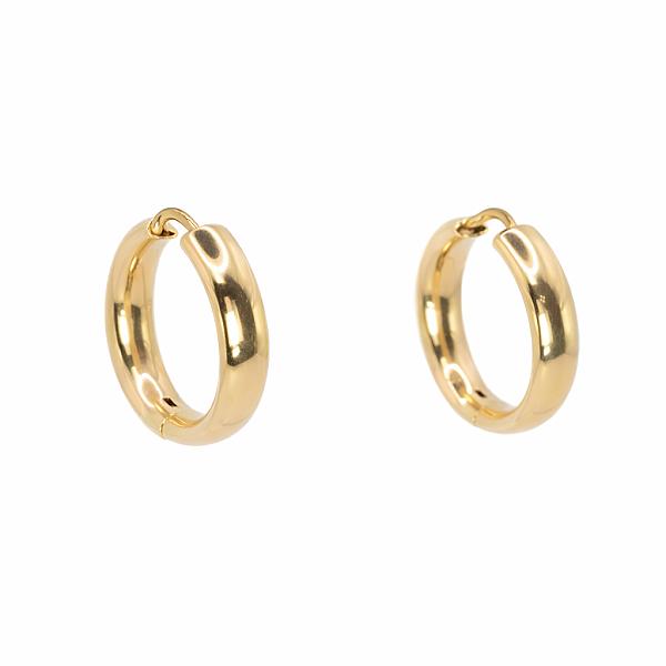 Image of Plain Wide Hoop Earrings in Yellow Gold