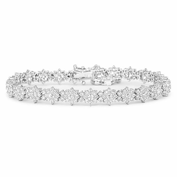 Image of 4.50ct Natural Floral Cluster Diamond Bracelet in White Gold