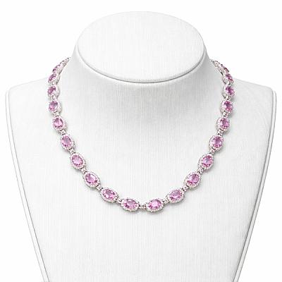 Pink Sapphire & Natural Diamond Fancy Necklace | 17.59ct Sapphire | 6.22ct Diamond | 18ct White Gold Image