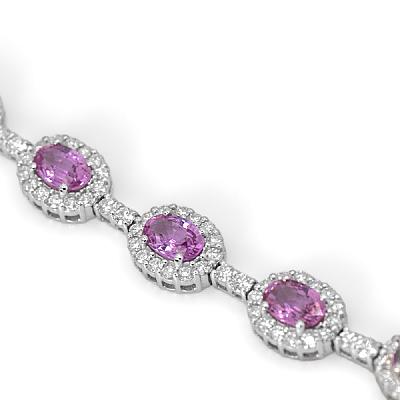 Pink Sapphire & Natural Diamond Fancy Necklace | 17.59ct Sapphire | 6.22ct Diamond | 18ct White Gold Image