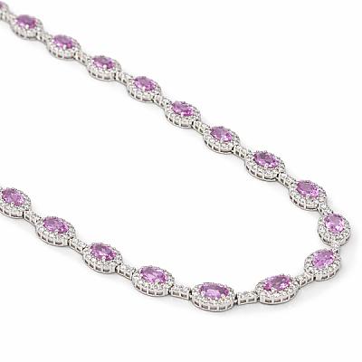 Pink Sapphire & Natural Diamond Fancy Necklace | 17.59ct Sapphire | 6.22ct Diamond | 18ct White Gold Image