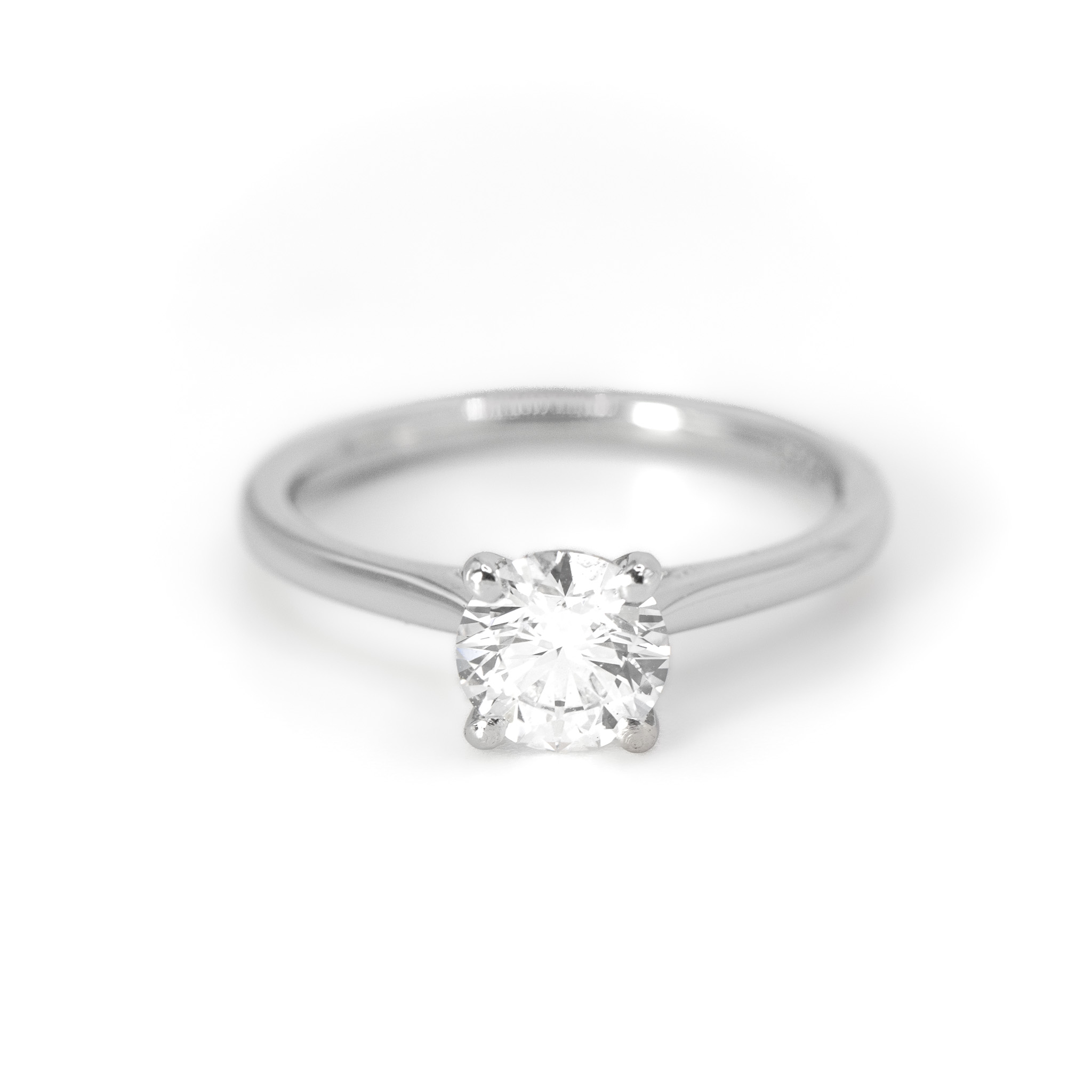 1.00ct Lab Grown Round Brilliant Cut Diamond with Plain Shoulders Ring in Platinum Image