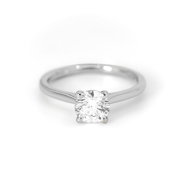 Image of 1.00ct Lab Grown Round Brilliant Cut Diamond with Plain Shoulders Ring in Platinum