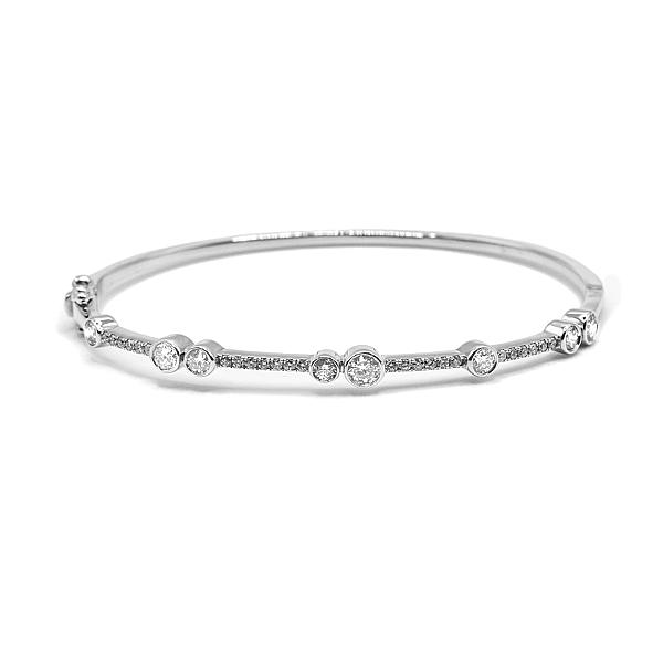 Image of 1.00ct Natural Diamond Bangle in White Gold