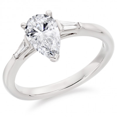 Pear Cut Trilogy Set with Plain Shoulders  Trilogy Ring Metal Image