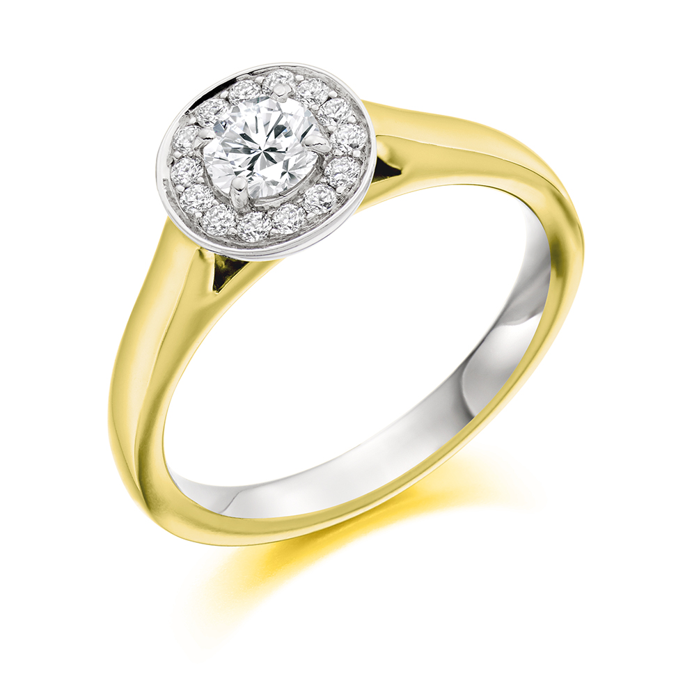 Round Brilliant Halo with Plain Shoulders Engagement Ring Image