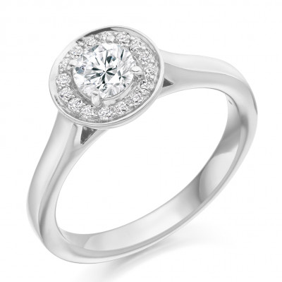 Round Brilliant Halo with Plain Shoulders Engagement Ring Metal Image