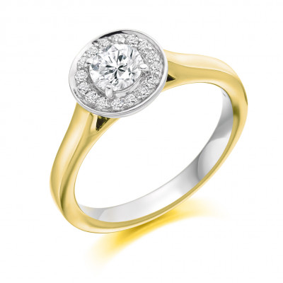 Round Brilliant Halo with Plain Shoulders Engagement Ring Metal Image