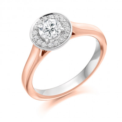 Round Brilliant Halo with Plain Shoulders Engagement Ring Metal Image