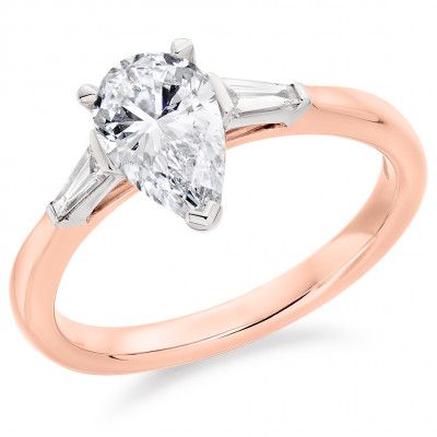 Pear Cut Trilogy Set with Plain Shoulders  Trilogy Ring Metal Image