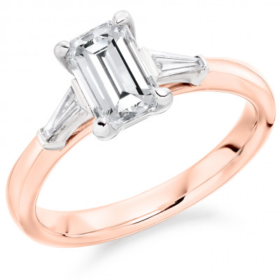 Emerald Cut Trilogy Set with Plain Shoulders  Trilogy Ring Metal Image
