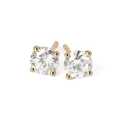 1.50ct Lab Grown Round Brilliant Cut Diamond Stud Earrings in Yellow Gold Image