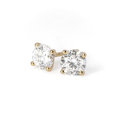 1.50ct Lab Grown Round Brilliant Cut Diamond Stud Earrings in Yellow Gold Image