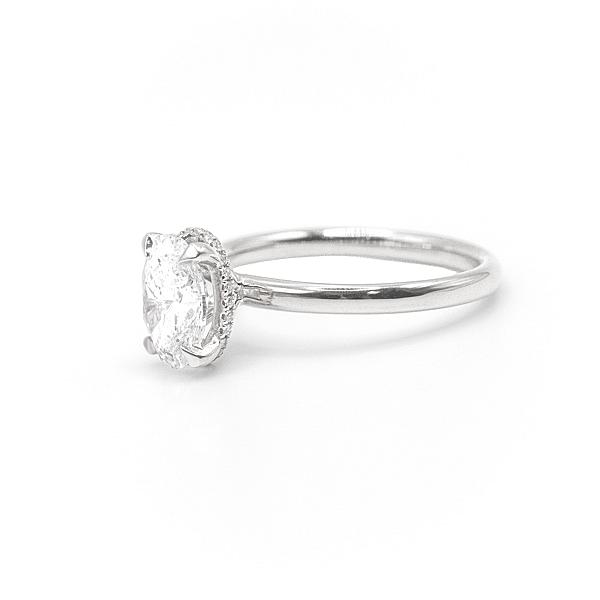Image of 1.43ct Lab Grown Oval Brilliant Cut Diamond with Secret Halo Ring in Platinum