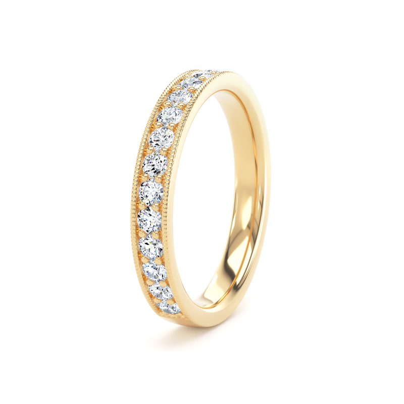 Diamond Set Round Brilliant Cut, Millgrain Channel Claw Image