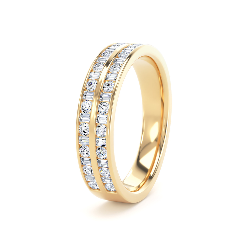 Diamond Set Round Brilliant & Baguette, Double Row Channel Image