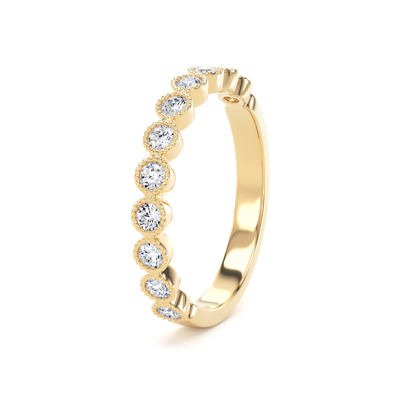 Diamond Set Round Brilliant Cut, Millgrain Bezel Image