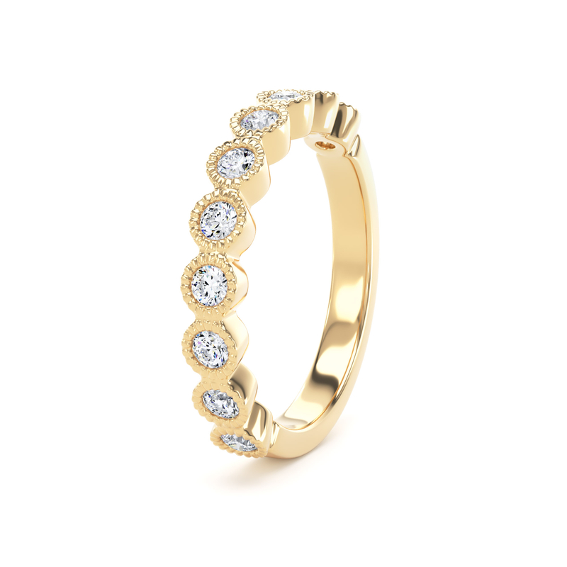 Diamond Set Round Brilliant Cut, Millgrain Bezel Image