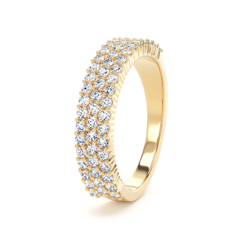 Diamond Set Round Brilliant Cut, Triple Row Claw Image
